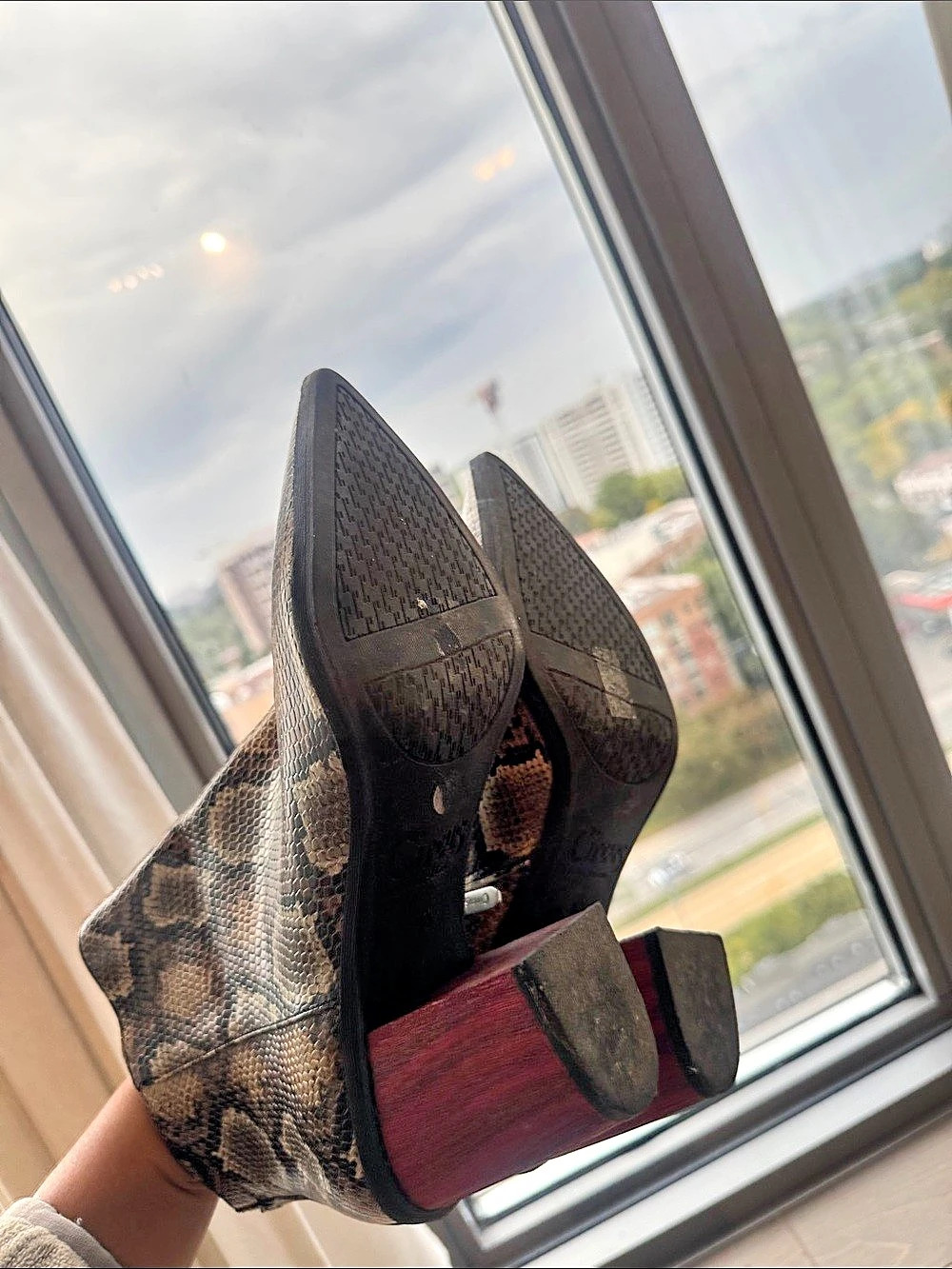 Sam Edelman Python-Print Pointed-Toe Heeled Boots US 8.5 - Picture 5 of 5